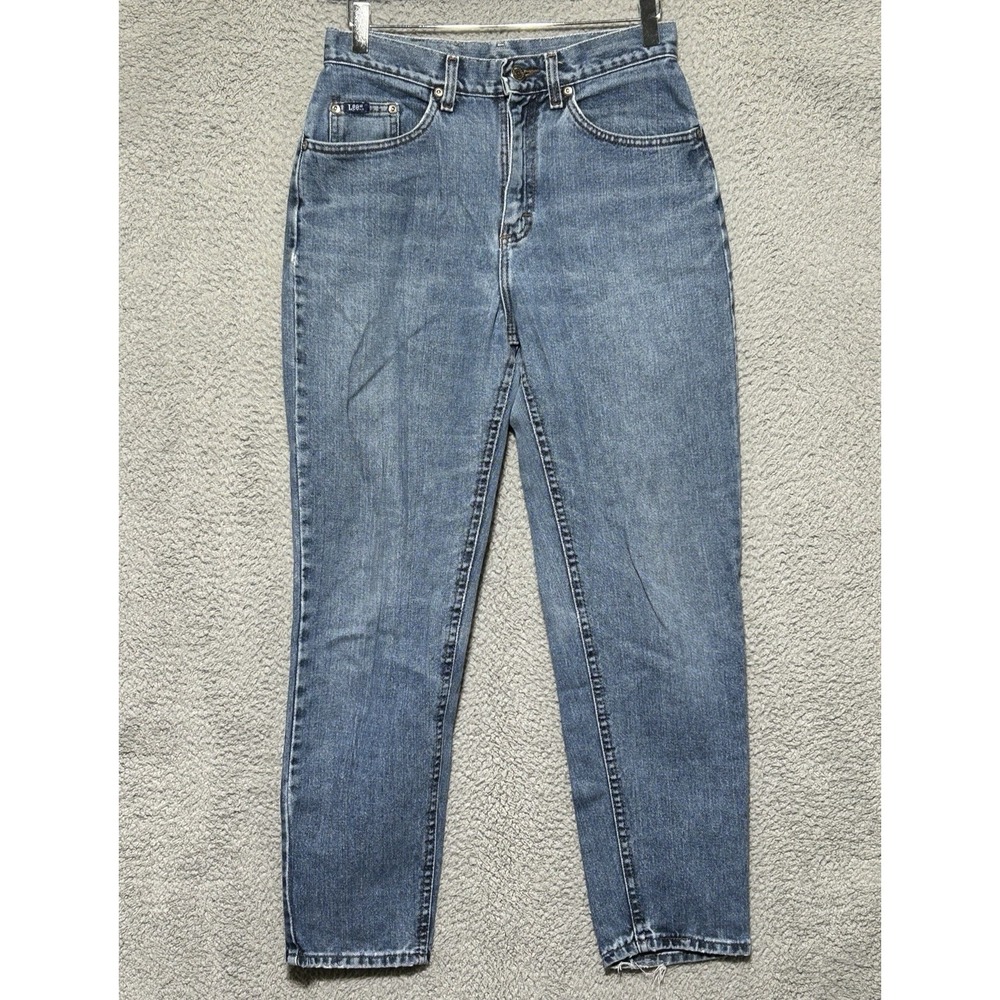 Vintage Lee Jeans Womens 28x28 Blue Medium Wash Straight High Rise Denim